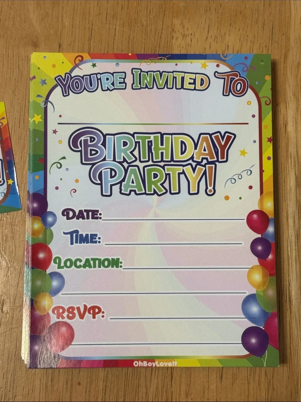 Birthday Party Invitations 2 pk Set - Multicolor 50 total